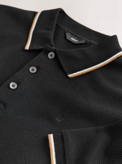 Zwart - Regular fit poloshirt met korte mouwen en contrasterende randen