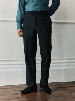 Zwart - Regular Fit Signature Marzotto Wool Tuxedo Trousers With Side Tape Detail