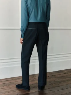 Zwart - Regular Fit Signature Marzotto Wool Tuxedo Trousers With Side Tape Detail