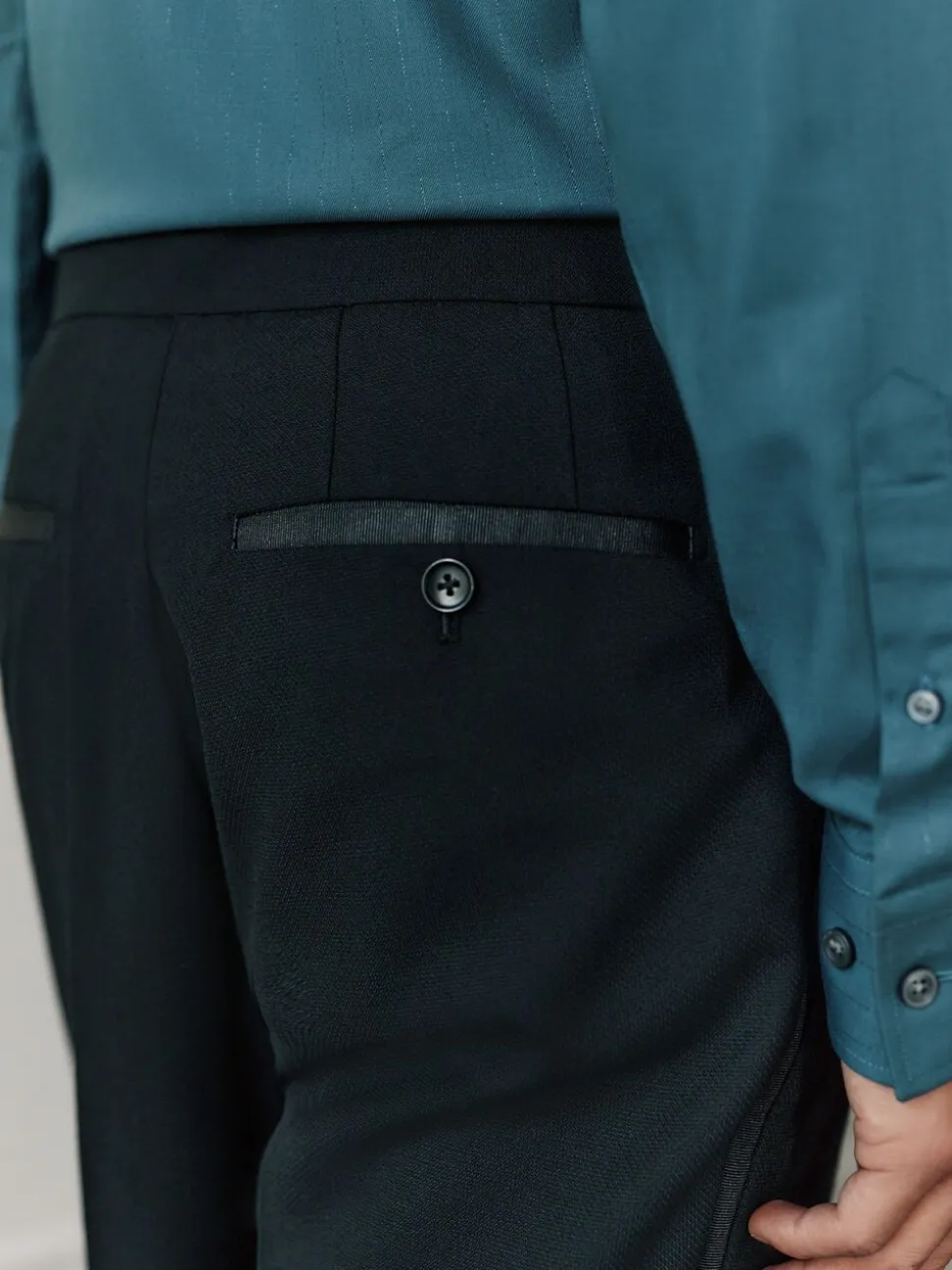 Zwart - Regular Fit Signature Marzotto Wool Tuxedo Trousers With Side Tape Detail