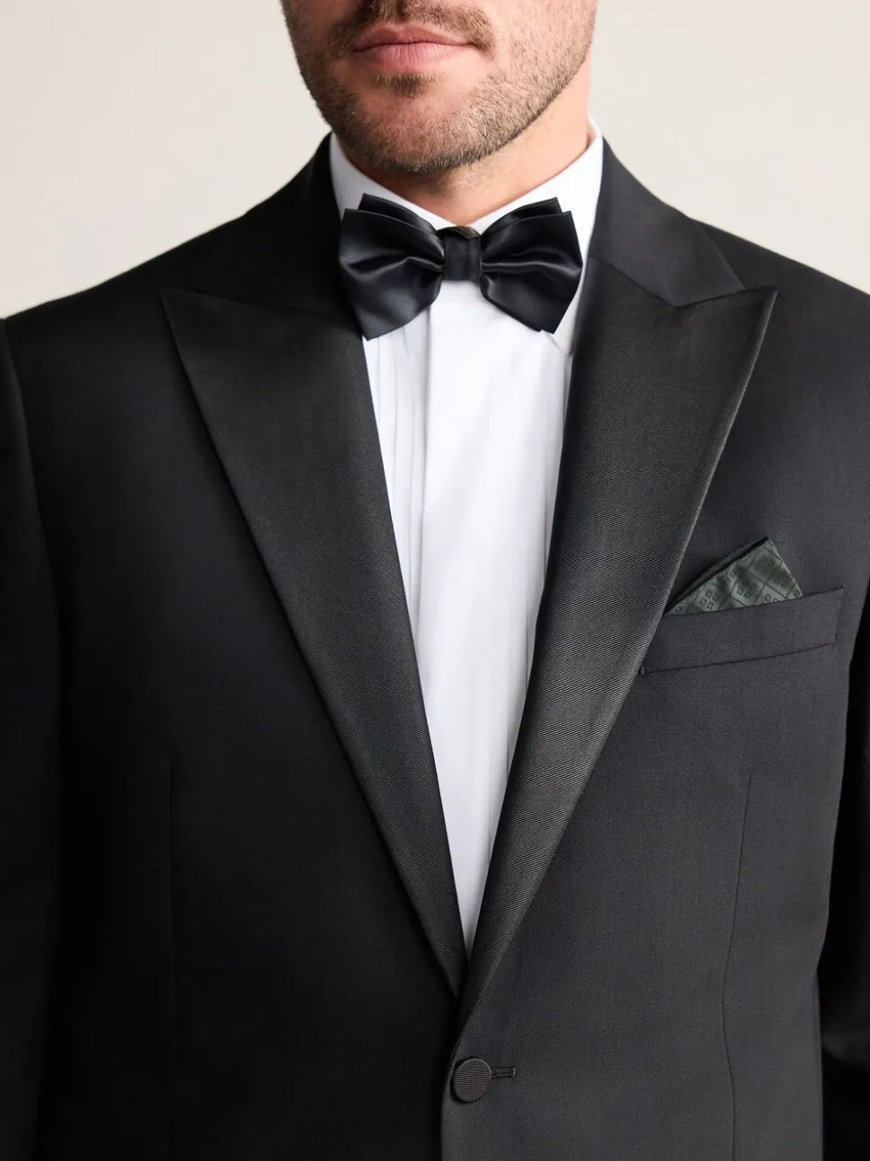Zwart - Regular Fit Signature Nova Fides 100% Italian Wool Tuxedo Suit Jacket