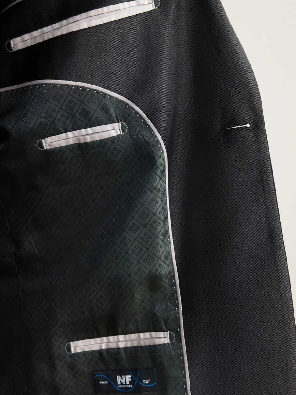 Zwart - Regular Fit Signature Nova Fides 100% Italian Wool Tuxedo Suit Jacket