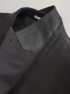 Zwart - Regular Fit Signature Nova Fides 100% Italian Wool Tuxedo Suit Jacket