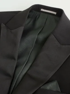Zwart - Regular Fit Signature Nova Fides 100% Italian Wool Tuxedo Suit Jacket