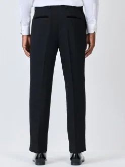 Zwart - Regular Fit Smart Tuxedo Trousers With Velvet Side Tape Detail
