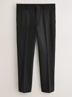 Zwart - Regular Fit Smart Tuxedo Trousers With Velvet Side Tape Detail