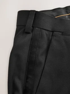 Zwart - Regular Fit Smart Tuxedo Trousers With Velvet Side Tape Detail