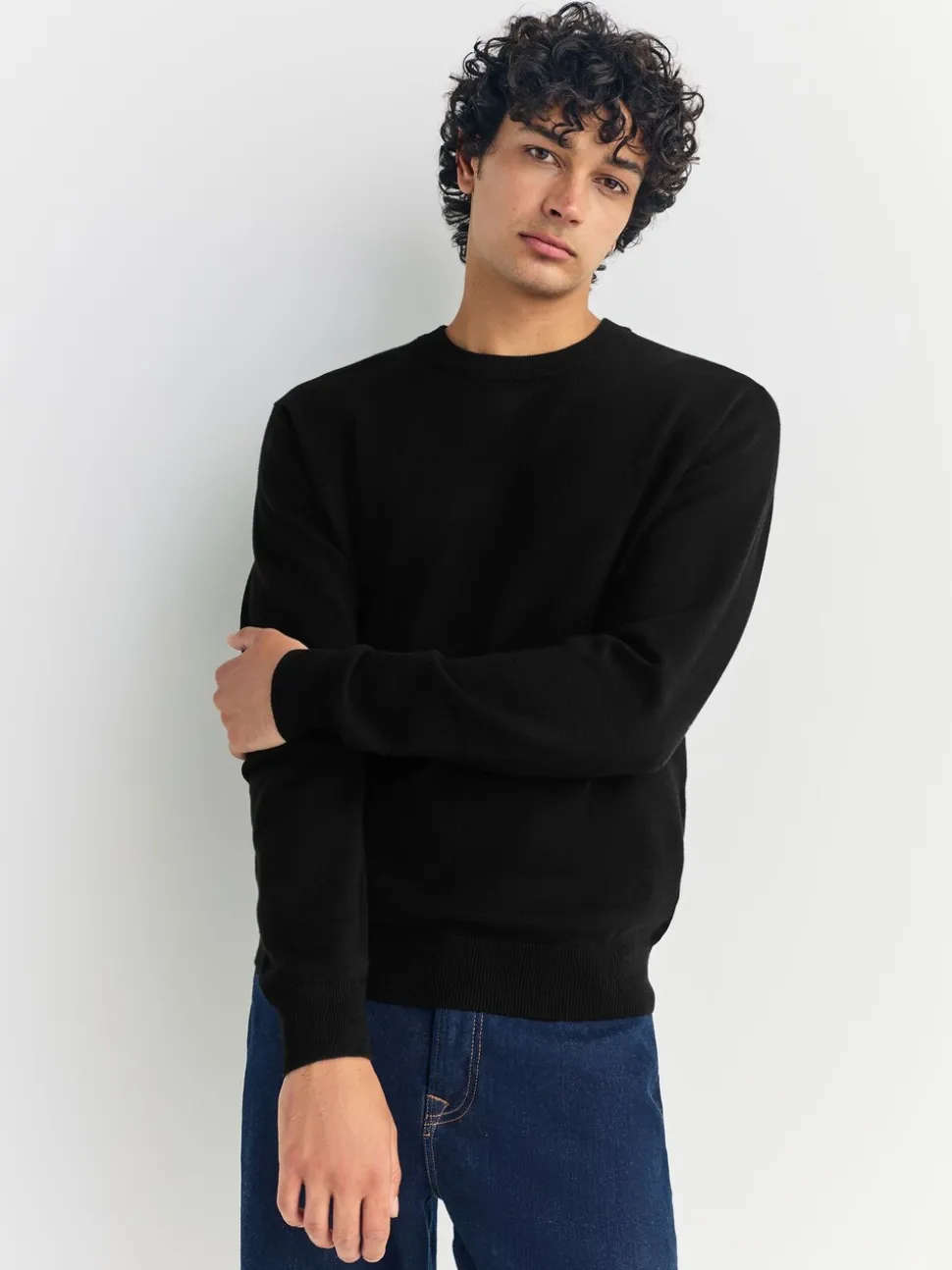 Zwart - Regular Fit Soft Touch Crew Neck Jumper