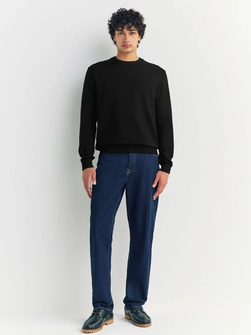 Zwart - Regular Fit Soft Touch Crew Neck Jumper