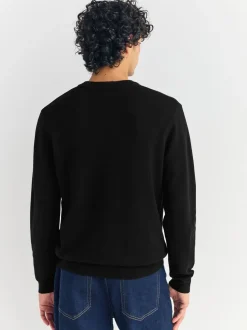 Zwart - Regular Fit Soft Touch Crew Neck Jumper