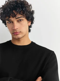 Zwart - Regular Fit Soft Touch Crew Neck Jumper