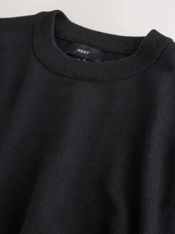 Zwart - Regular Fit Soft Touch Crew Neck Jumper