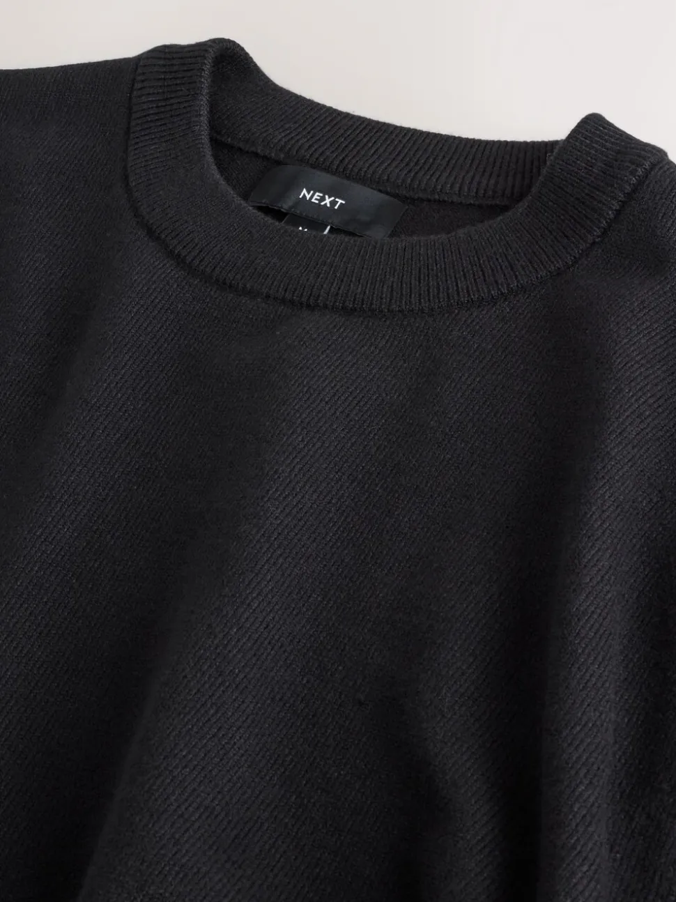 Zwart - Regular Fit Soft Touch Crew Neck Jumper