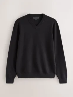 Zwart - Regular Fit Soft Touch V-Neck Jumpers 2 Pack
