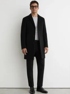Zwart - Reiss Found stretchy slim fit broeken met trekkoord