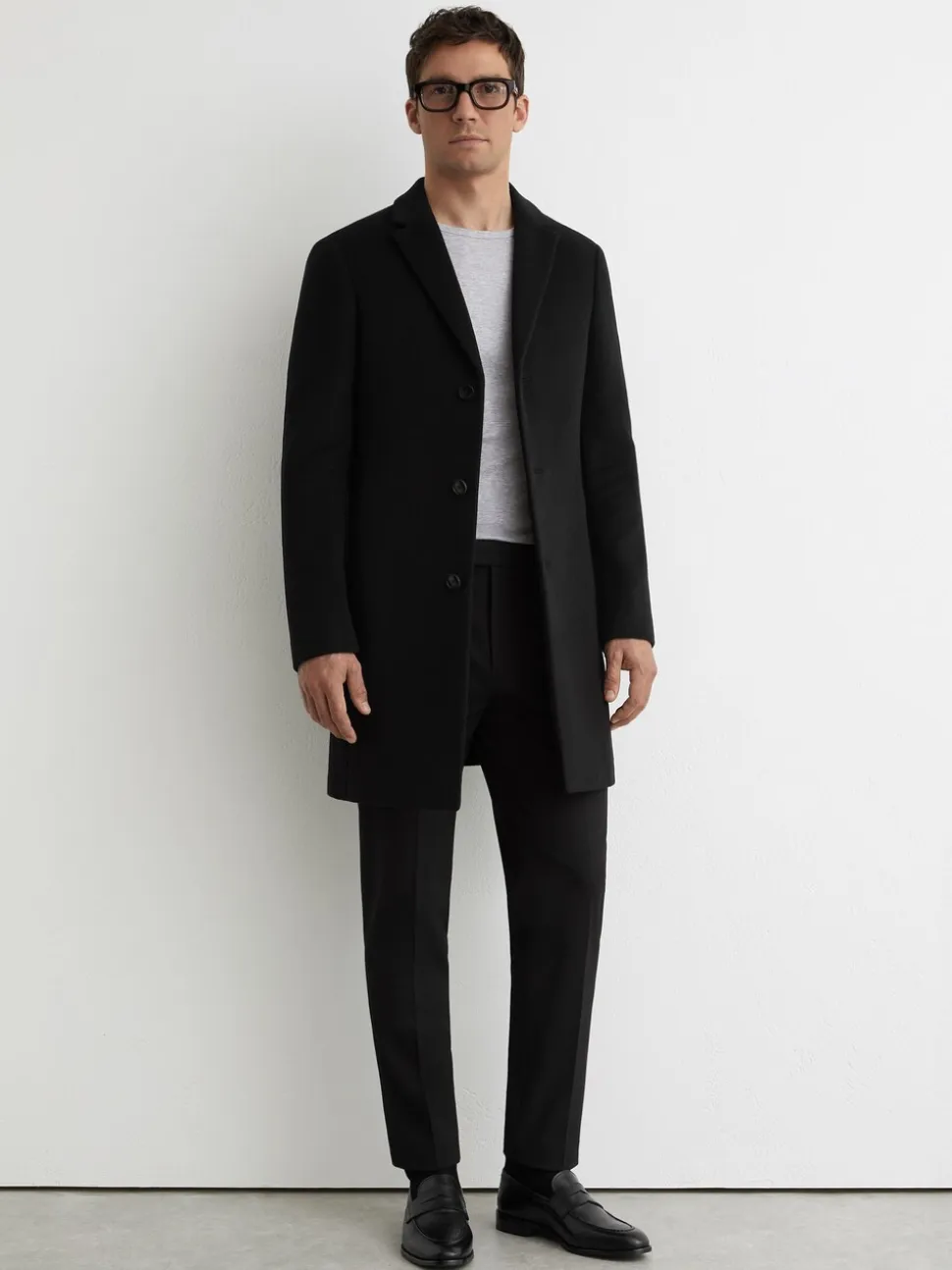 Zwart - Reiss Found stretchy slim fit broeken met trekkoord