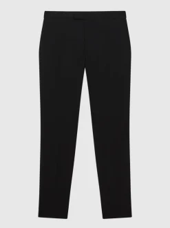 Zwart - Reiss Found stretchy slim fit broeken met trekkoord