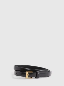 Zwart - Reiss Holly Leren Smalle Riem