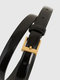 Zwart - Reiss Holly Leren Smalle Riem