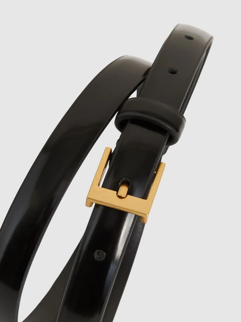 Zwart - Reiss Holly Leren Smalle Riem
