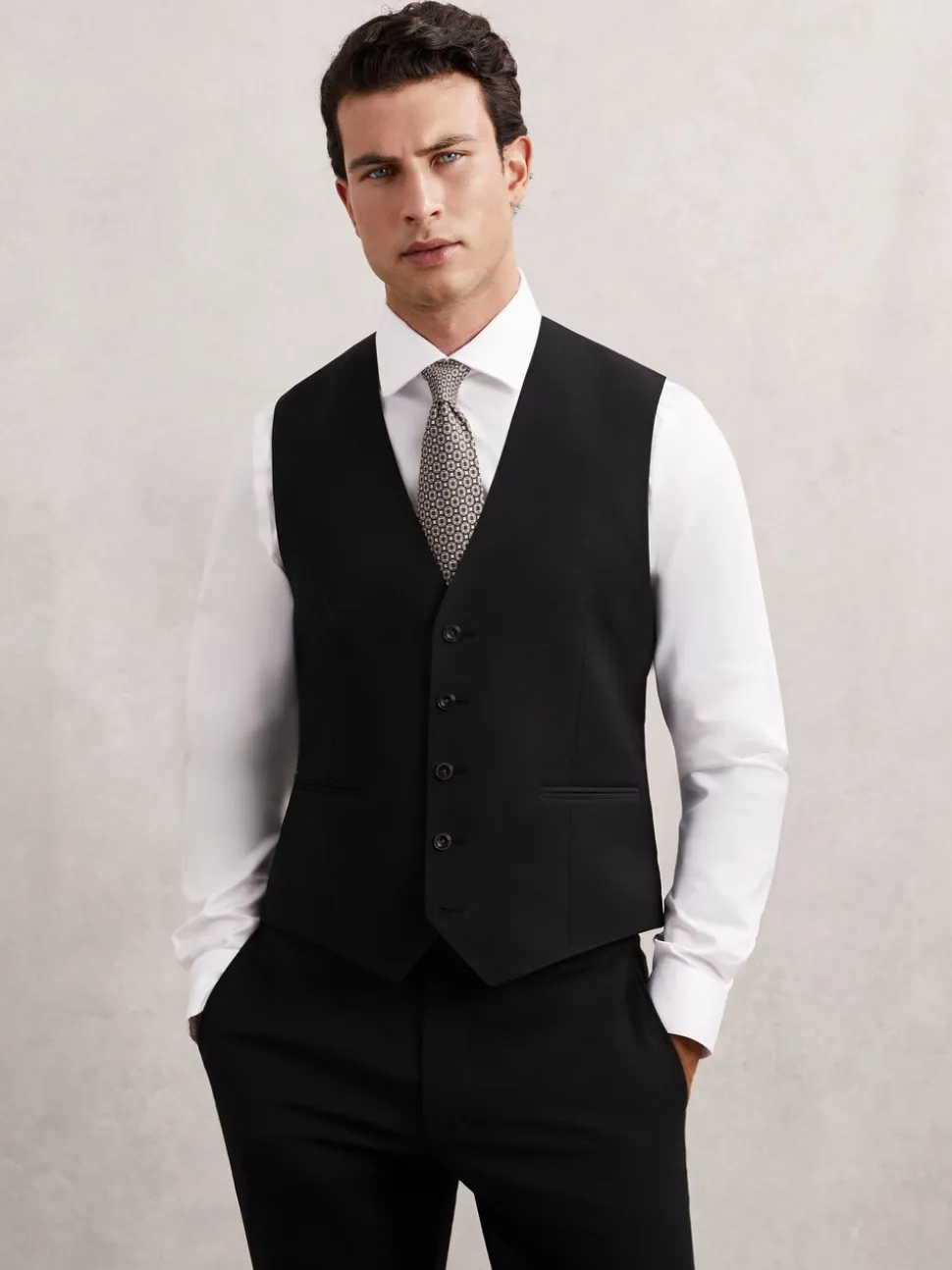 Zwart - Reiss Promise Wool-Blend Tailored-Fit Waistcoat