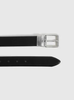 Zwart - Reiss Ricky omkeerbare leren riem