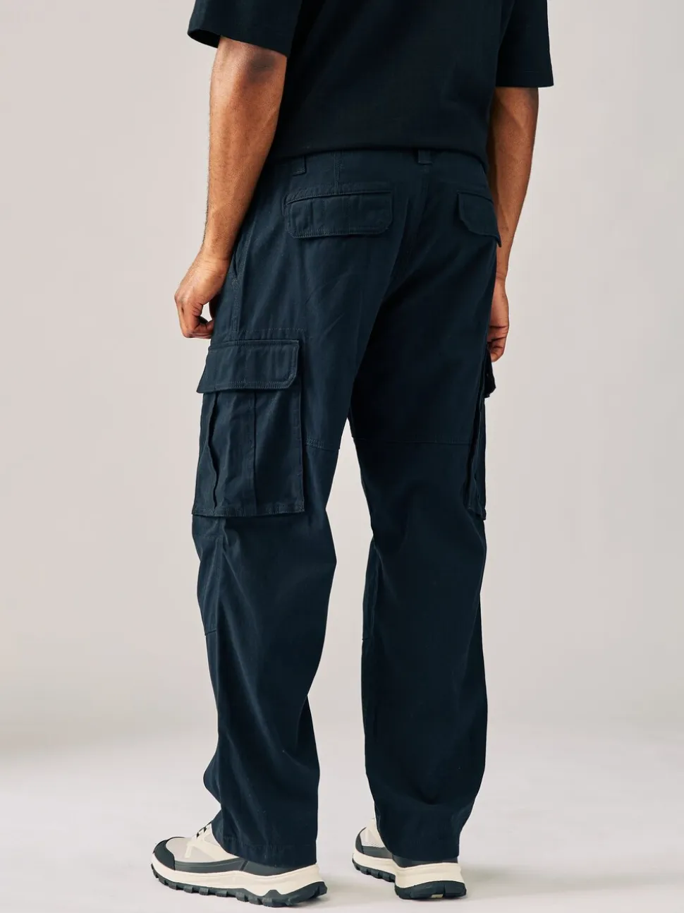Zwart - Relaxed fit - Katoenen cargostretchbroek