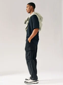 Zwart - Relaxed fit - Katoenen cargostretchbroek