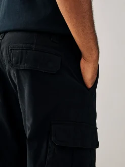 Zwart - Relaxed fit - Katoenen cargostretchbroek