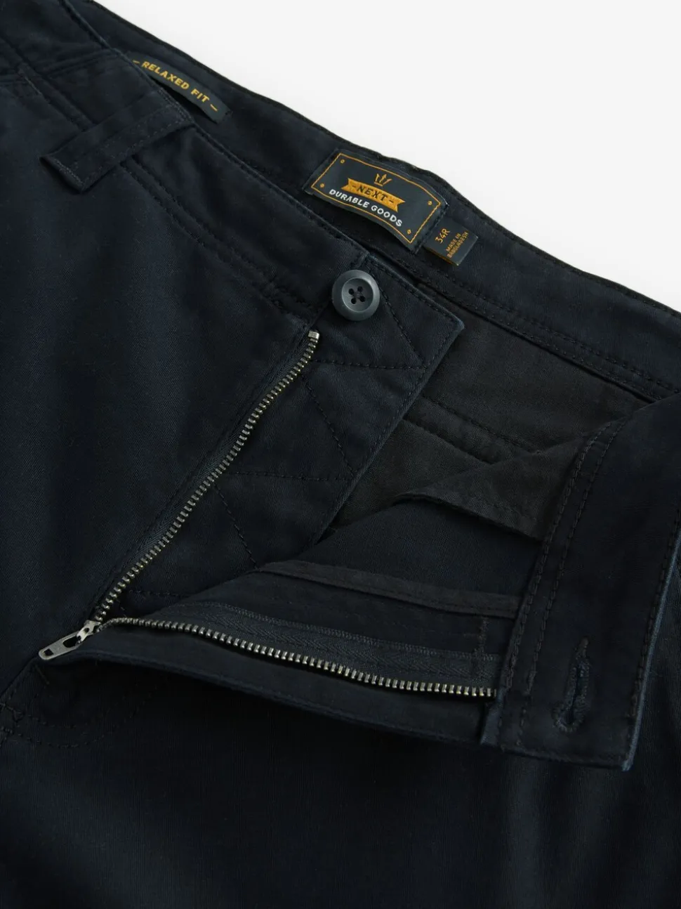 Zwart - Relaxed fit - Katoenen cargostretchbroek