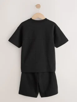 Zwart - Relaxed Fit Heavyweight T-Shirt and Shorts Set (3-16yrs)