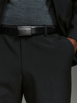 Zwart - Reversible Print Smooth Leather Belt