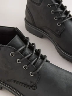 Zwart - Rugged Leather Ankle Boots