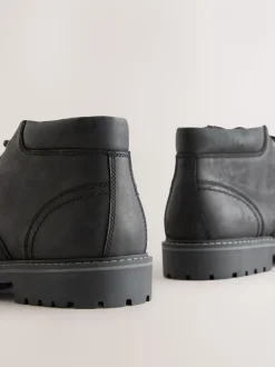 Zwart - Rugged Leather Ankle Boots