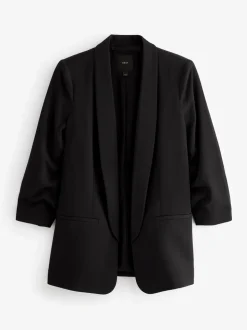 Zwart - Ruimvallend blazer met gerimpelde mouwen