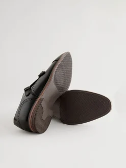 Zwart - Schoenen met neusstuk en dubbel monkbandje
