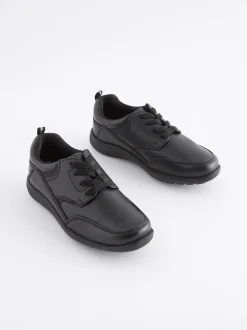 Zwart - School - Leren veterschoenen