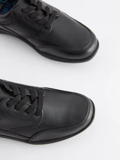 Zwart - School - Leren veterschoenen