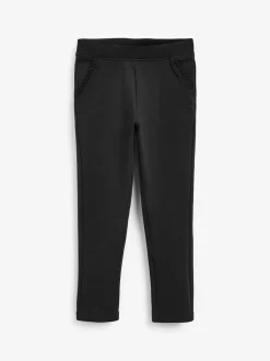 Zwart - Schoolbroek met hoog aandeel katoen en stretchy, elastische tailleband (3-16jr)