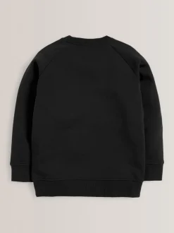Zwart - Schoolsweater met ronde hals (3-16jr)