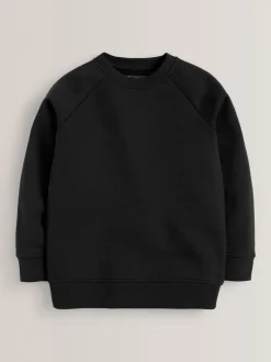 Zwart - Schoolsweater met ronde hals (3-16jr)