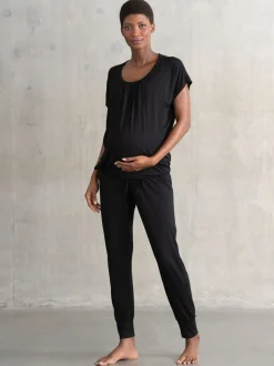 Zwart - Seraphine Maternity & Nursing Loungewear Pyjamas 2 Piece Set