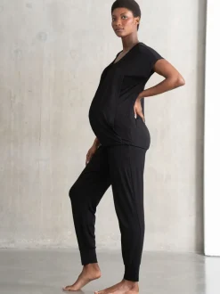 Zwart - Seraphine Maternity & Nursing Loungewear Pyjamas 2 Piece Set