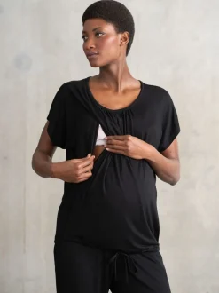 Zwart - Seraphine Maternity & Nursing Loungewear Pyjamas 2 Piece Set