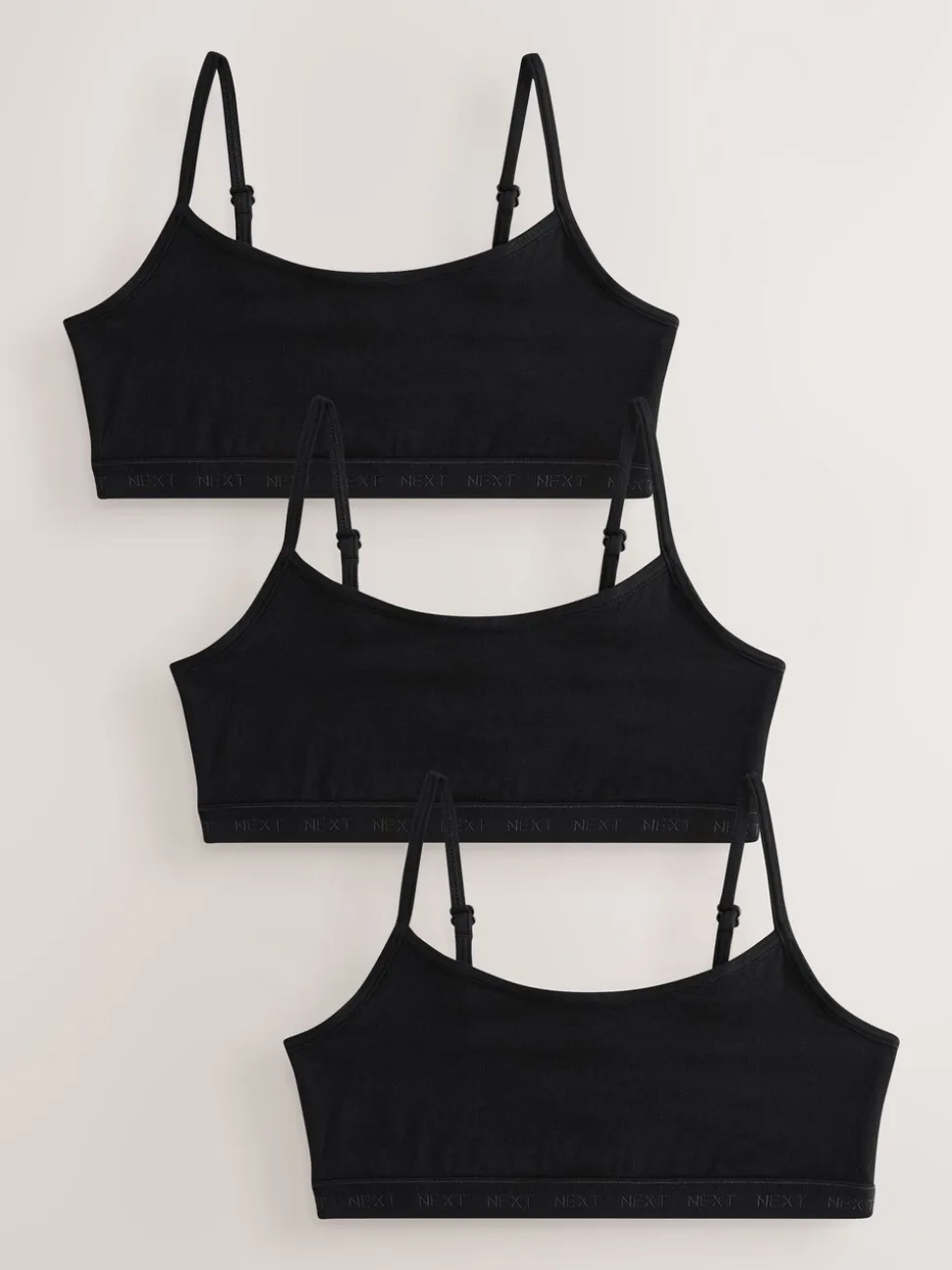 Zwart - Set van 3 crop tops met bandjes (5 - 16 jr)