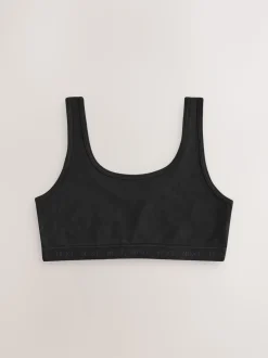 Zwart - Set van 3 crop tops met diepe ronde hals (5 - 16 jr)