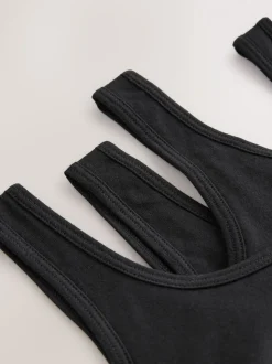 Zwart - Set van 3 crop tops met diepe ronde hals (5 - 16 jr)