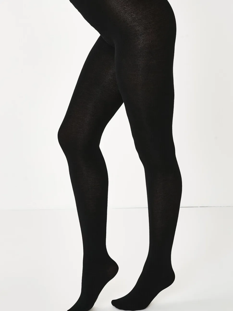 Zwart - Set van 2 gebreide panty's met warme handgreep