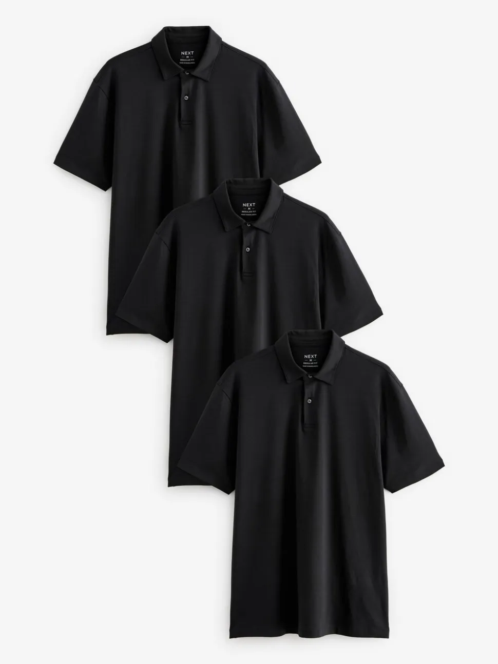 Zwart - Set van 3 jersey poloshirts met korte mouwen