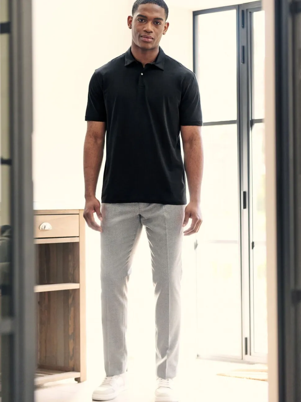 Zwart - Set van 3 jersey poloshirts met korte mouwen
